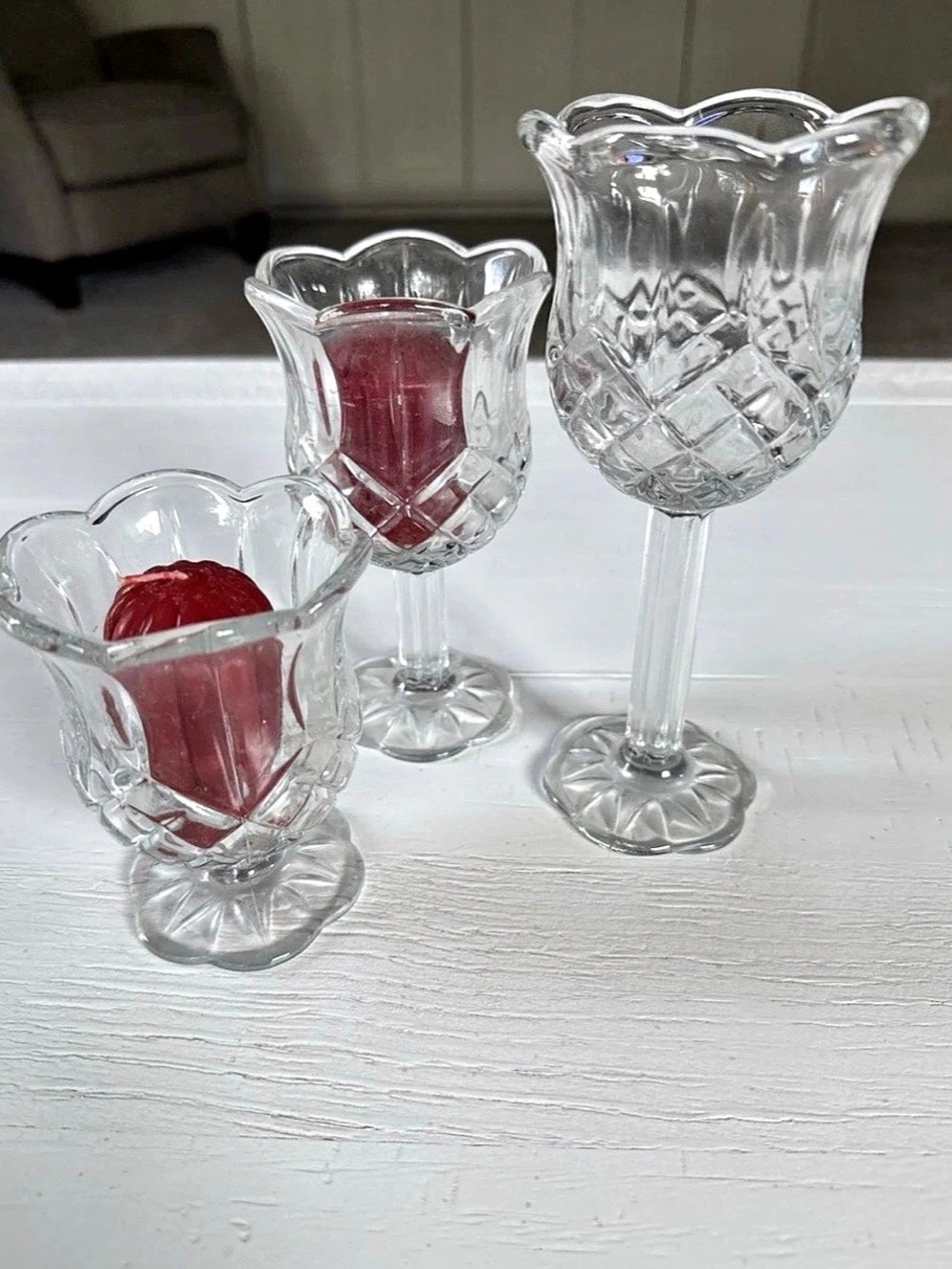 Home Interiors Homco 3
Piece set tulip shaped pedestal candle holders